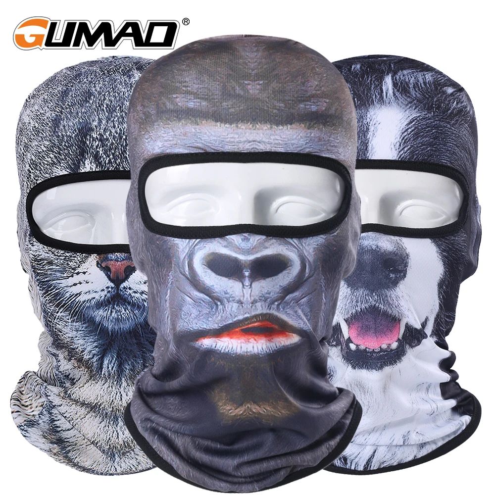 

Балаклава с принтом животных, маска на все лицо с изображением милой кошки, собаки, гориллы, тигра, для бега, рыбалки, велоспорта, Солнцезащит...