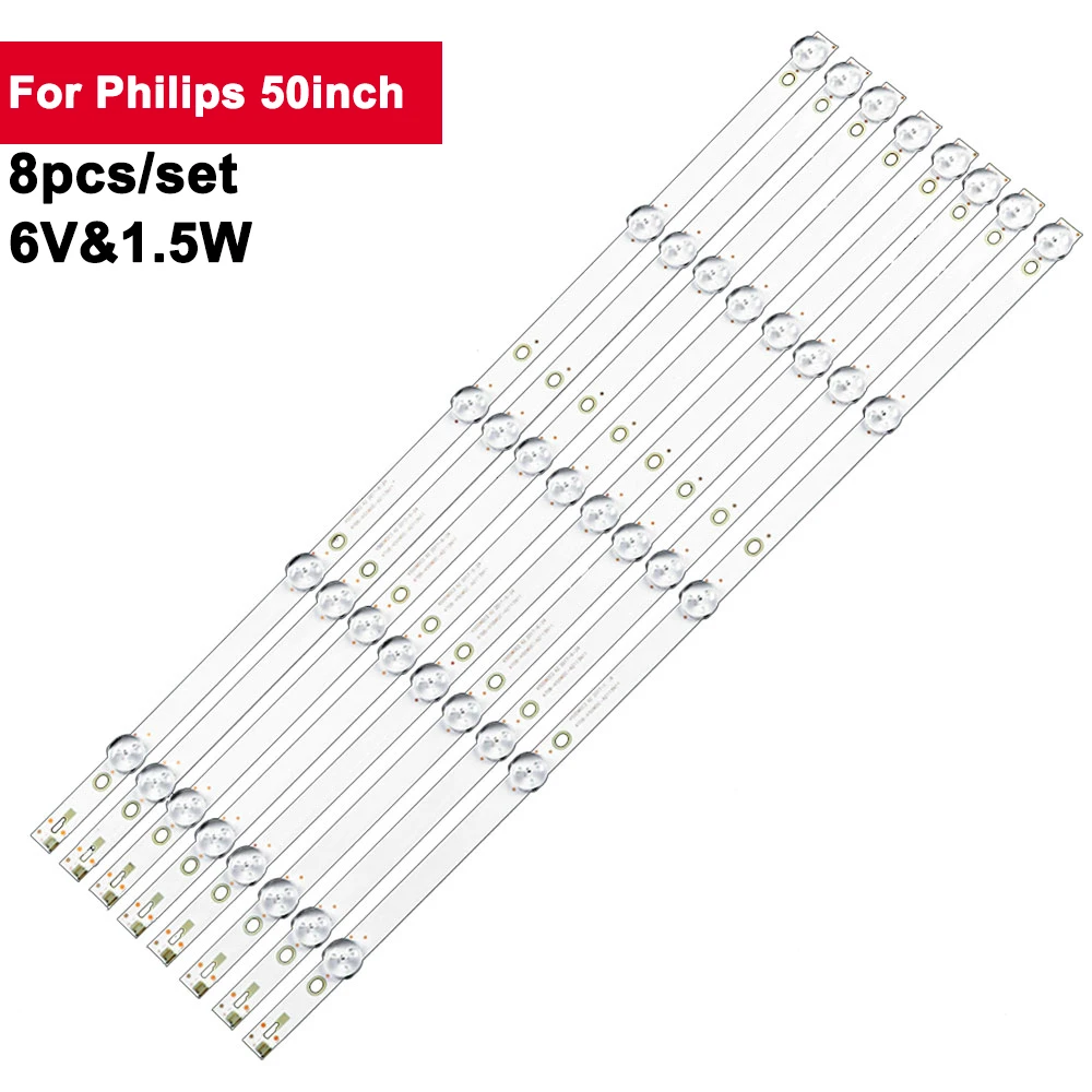 6V 8pcs/Set LED Backlight TV Strip For Philips 50inch 4708-K50WDC-A2113N11 K500WDC2 A2 50put6002 50PUT6023 50USK1810T2