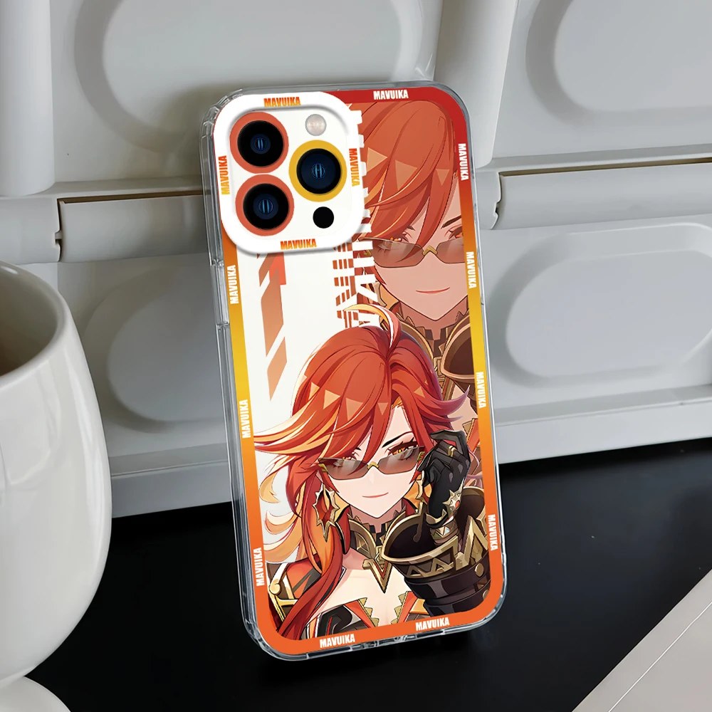 Фото Игра Genshin Impact MAVUIKA для Samsung Galaxy A 15 54 55 S23 S24 S25 4G 5G Ultra Plus Fe Cover Transparent Bezel Shell №3