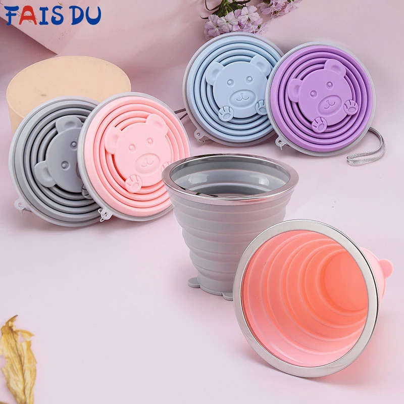 

FAIS DU Folding Cup 200ml BPA FREE Food Grade Silicone Water Cup Portable Silicone Retractable Environmental Friendly Drinkware