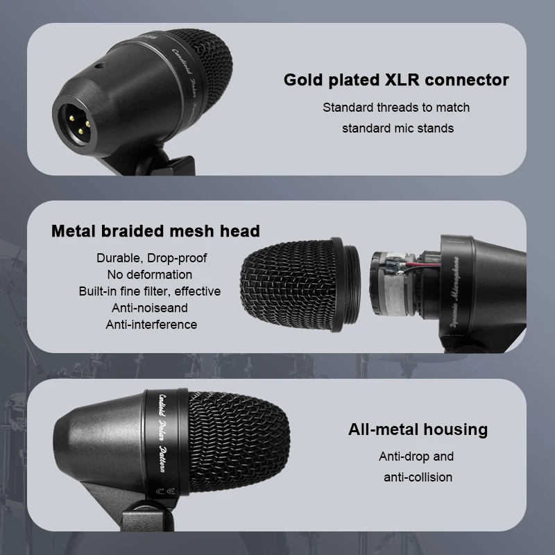 LN-56 Band Performance Портативный маленький микрофон Барабанщик Инструмент Джаз Барабан Сцена Проводной микрофон Профессиональный микрофон HD Звук (art.: 3920cb49cf580) - 3920cb49cf580