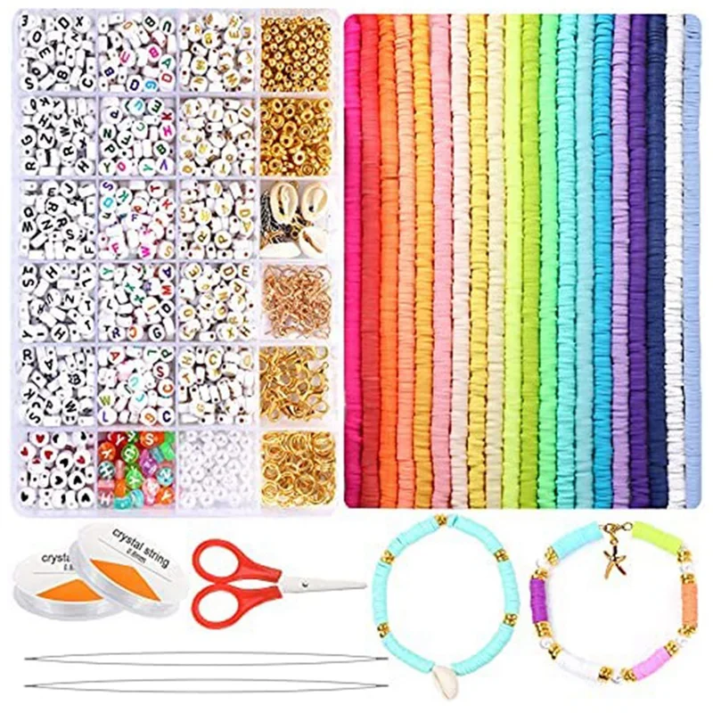 

Jewelry Making Beads Alphabet Letter Flat Bead White Round Pearls Beads for DIY Jewelry Bracelet Making Kit