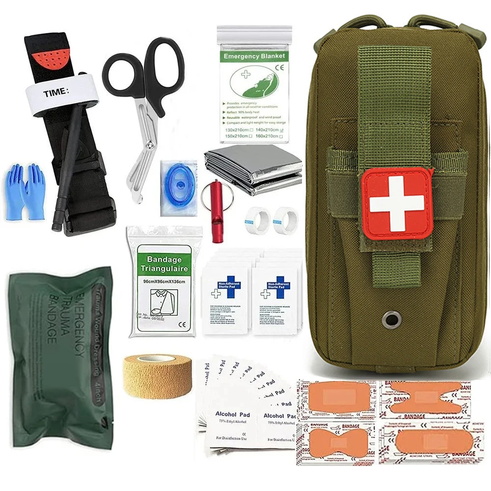 

Portable Outdoor Survival First Aid Kit Molle Tactical Waist Bag Trauma Hemostasis Medical Kit Disaster Adventure Survival Kit