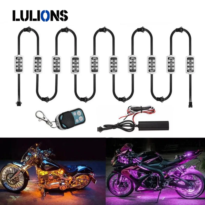 

Автомобиль мотоцикл универсальный RGB светодиодный смарт атмосфера света с беспроводным пультом дистанционного управления тормозными огнями мото декоративный комплект лент-лампы