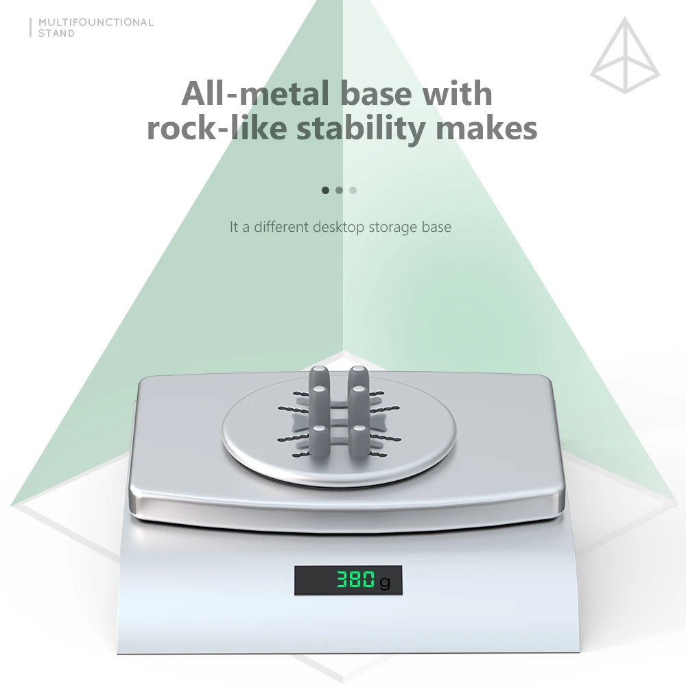 All Metal Base Tablet / Cell Phone Stand Holder Multi-Functional Desktop Storage Adjustable Cables Winder Offiice Accessories