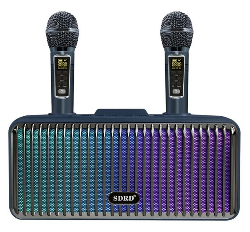 

Mobile Karaoke Machine Dual Wireless Microphone Bluetooth Speaker Portable Stereo Subwoofer Supports TWS/TF/AUX Music Center Box