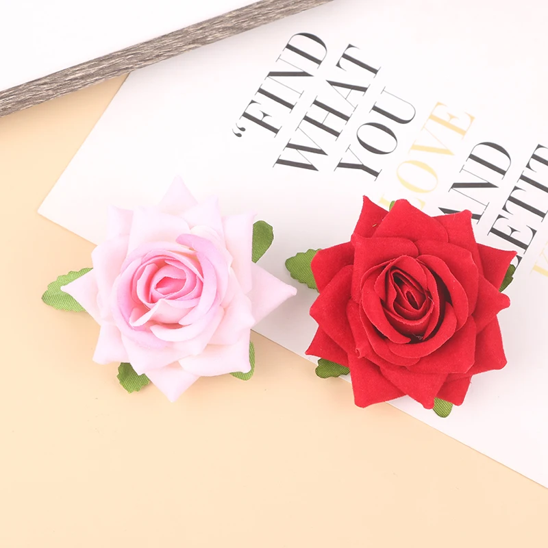 

French Red Pink Rose Hair Clips Romantic Simulation Flower Hairpin For Women Bridal Wedding Hair Accessories
