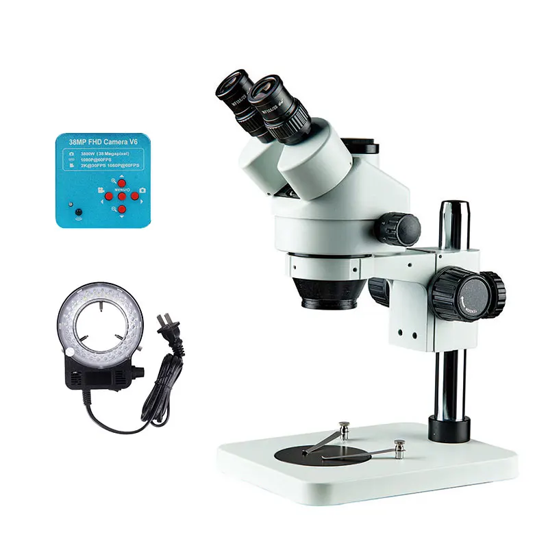

New Arrival 7X-45X Hd 38Mp Camera Led Ring Light Digital Jewelry Trinocular Stereo Microscope
