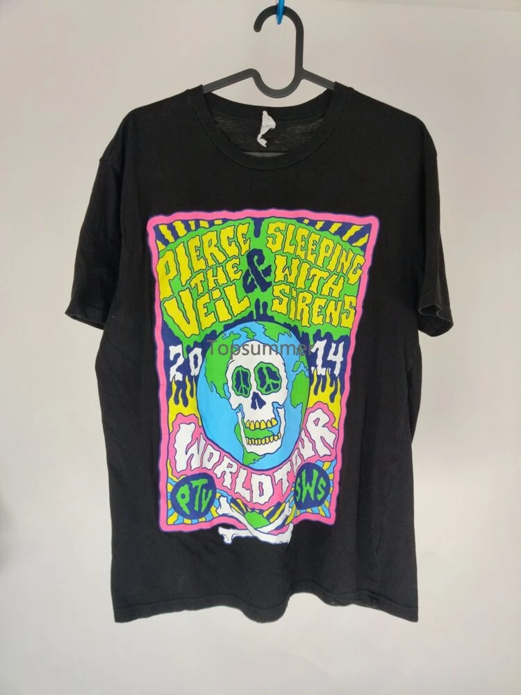 

Pierce The Veil Sleeping With Sirens Rare 2014 World Tour Mens Tee Shirt Graphic