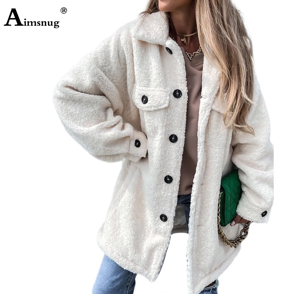 

Женские хлопковые пальто Aimsnug 2022, Женская куртка на пуговицах в стиле пэчворк, женское вязаное плюшевое пальто, верхняя одежда с воротником-...