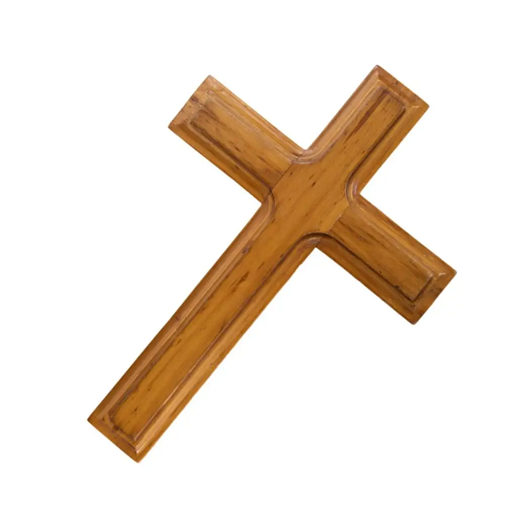 

Handmade Wooden Jesus Cross Collectible Double-Sided Display Catholic Crucifix Hanging Ornaments for Decor Cabinet Party Chapel