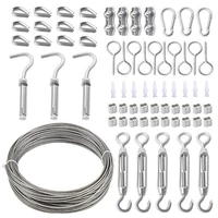 wire rope set 30m pvc cable kit 304 stainless steel cable with eyelets hook rope tensioner for trellis vine climbing