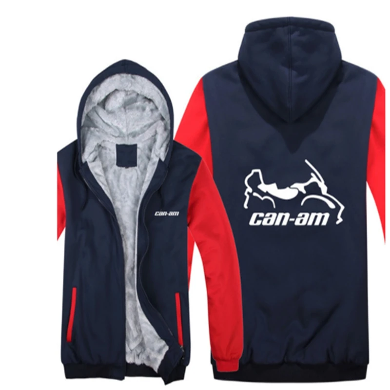 

wintertime Men CAN-AM Cartoon SuHoodies Thicken Hoodie Mens Zipper Winter Warm Fleece Coat Male Tracksu V