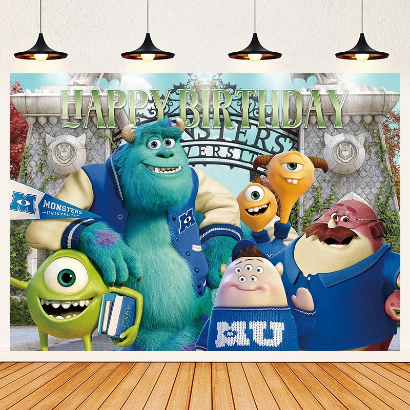 

Monsters University Background Children'sBirthday Party Supplies Banner Wall Decor Photo Photography Backdrop Baby Shower