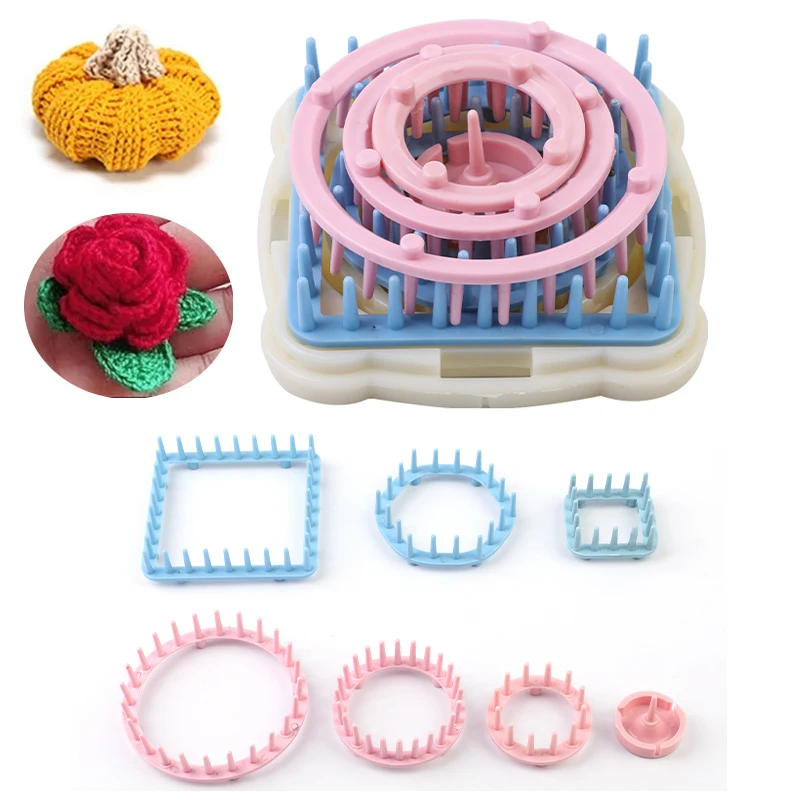 

LMDZ Plastic Knitting Machine Flower Pattern Maker Wool Yarn Needle Knitting Tools Loom Sewing Tools Crochet Hook Set