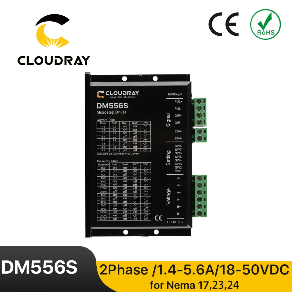 Driver para Motor de Passo Dm556s Correntes de 1456 a Fases Suporta dc de 18-50 v Compatível com Nema 17 23 34 Acionador do motor