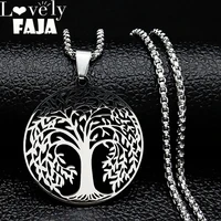2022 fashion tree of life stainless steel necklaces for men silver color necklaces pendants jewelry colgante hombre n41s03