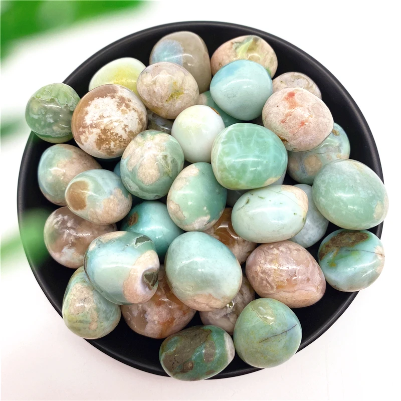 

100g Natural Green Sakura Agate Cherry Blossom Agate Tumble Stone Healing Mineral Polished Irregular Stone Home Decoration