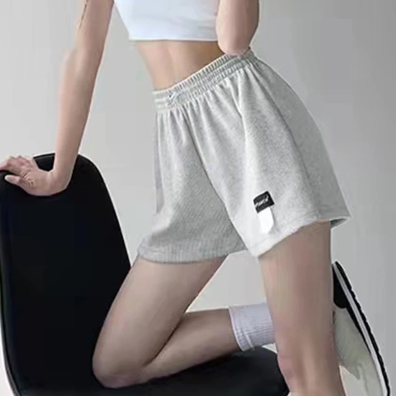 

High Waffle Wide Track Shorts Pants Shorts Casual Leg Women's Drawstring Bottoms Biker Sweatshorts Waist Summer Loose Shorts