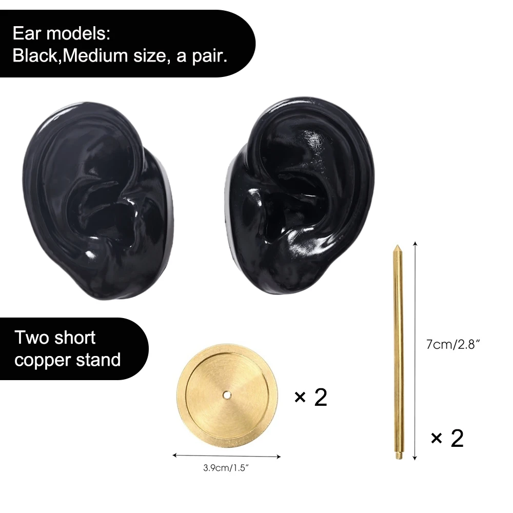 

1 комплект, мягкая силиконовая модель уха, татуировка, практика, демонстрация украшений для тела, инструменты для пирсинга, инструмент для демонстрации сережек, медная подставка, комплект дисплея