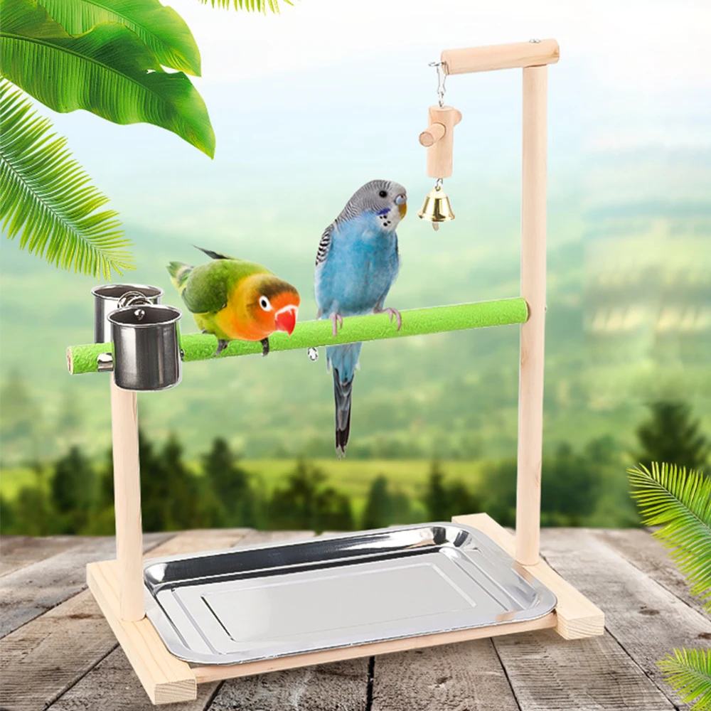 

Parrot Table Training Landing Wooden Small and Medium Bird Stand Stand Feet Chain