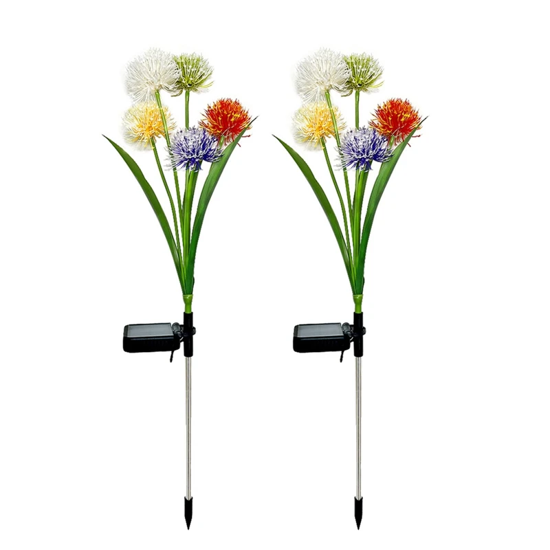 

2 Pack Solar Flowers Outdoor Lights Decorative Lights 5-In-1 For Garden, Yard Decor
