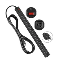 16 outlet heavy duty metal power strip with 15 foot extension cord black color for rack cabinet