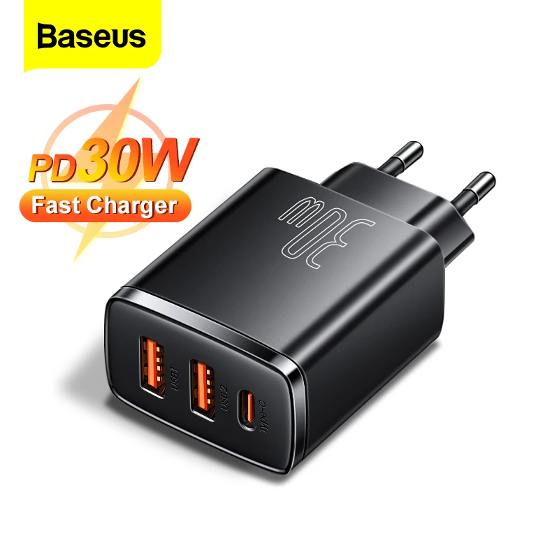 baseus 30w usb type c charger quick charge for iphone 13 12 pro max samsung xiaomi mi qc 3 0 pd usbc fast charging phone charger free global shipping