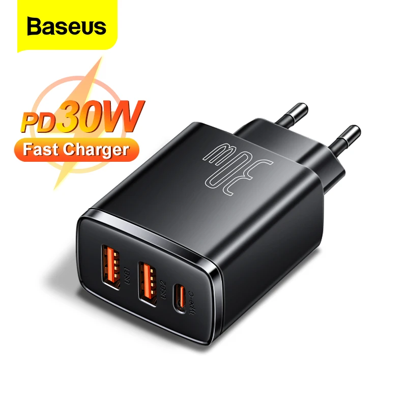 Сетевое зарядное устройство Baseus Compact fast Charger 2u+c 30w eu, cccp30ue-a. Сетевое зарядное устройство Baseus Compact Max 30w 2u+c (ccxj-e01).