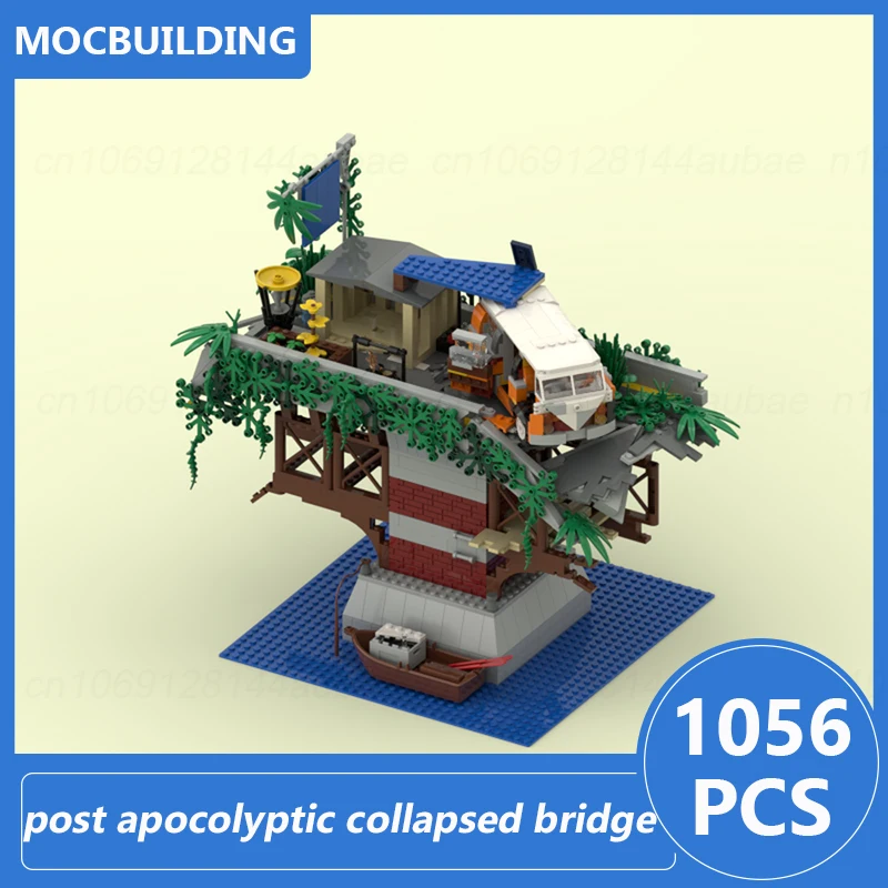 

Post Apocolyptic Collapsed Bridge Settlement Diorama Model Moc Building Blocks Diy Assemble Bricks Display Children Toys Gifts