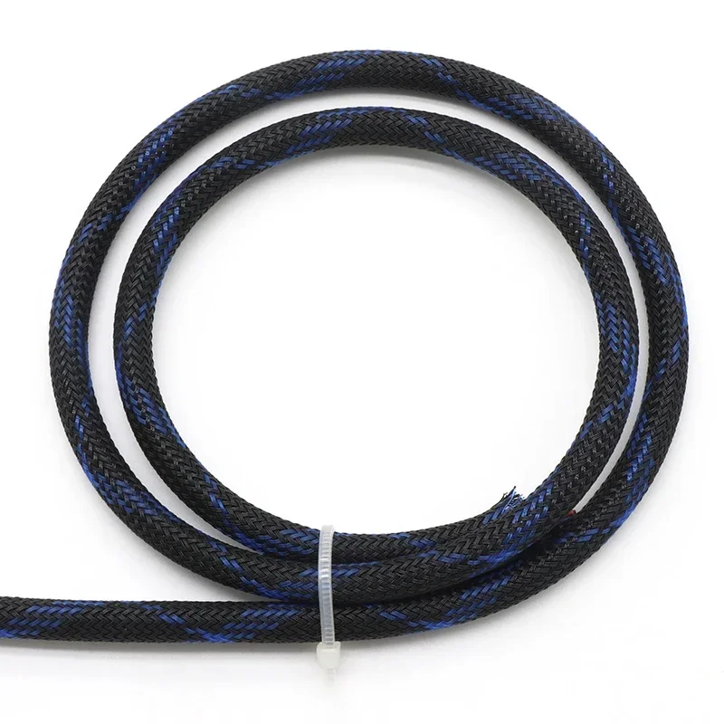 

1/5/10 м черный + синий/красный/УФ-зеленый + желтый плотный плетеный рукав из ПЭТ высокой плотности 3–30 мм изолированная линия защита кабеля расширяемая