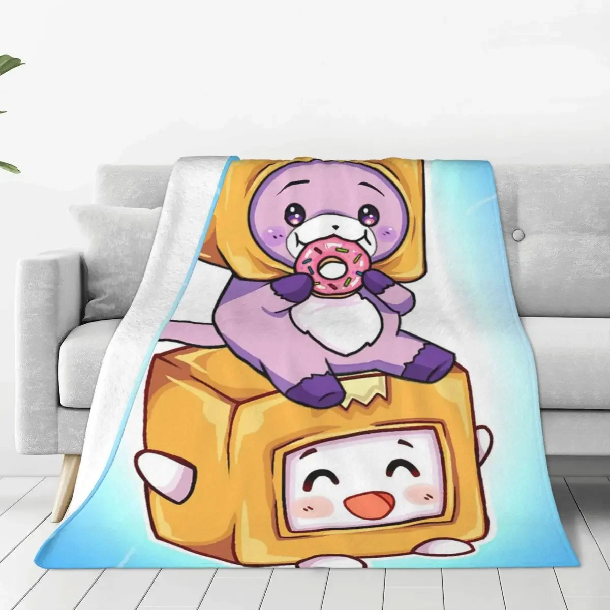 

Kawaii Foxy Boxy Blanket Flannel Lankybox Cartoon Super Soft Throw Blanket for Outdoor Travel Bedspread