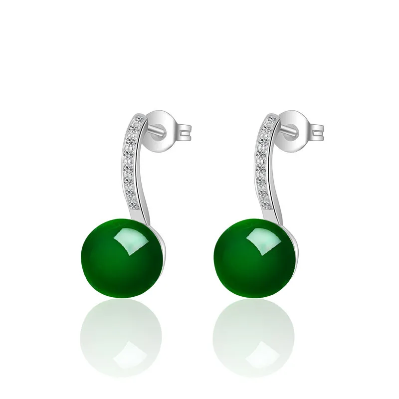 

100% Real S925 Sterling Silver Emerald Gemstone Earring Women Aros Mujer Oreja Orecchini Silver 925 Jewelry Emerald Drop Earring