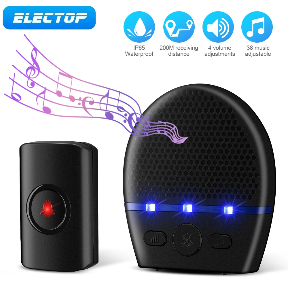 Беспроводной дверной звонок ELECTOP домашний умный с приветствием 250 м дальнее