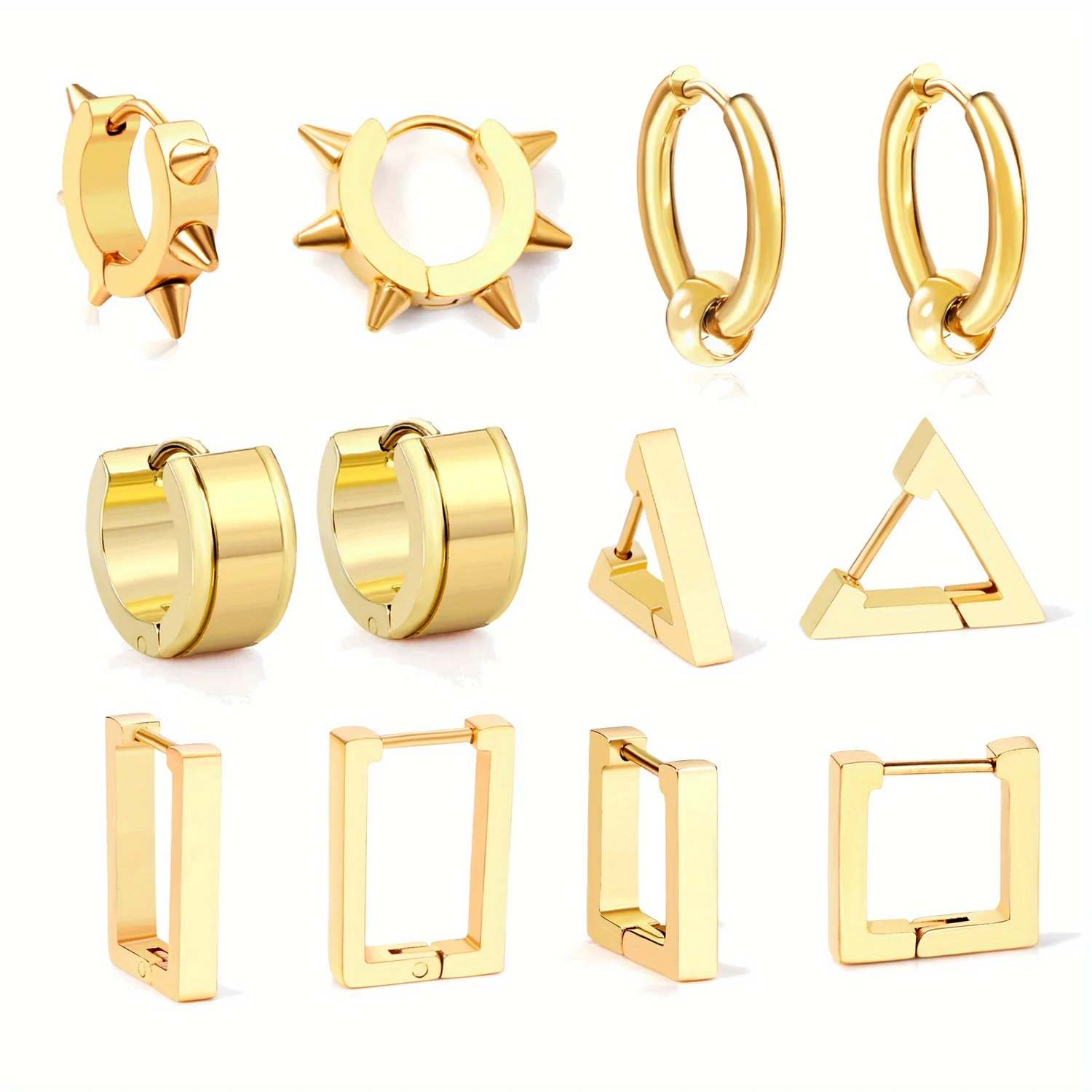 1/6 пар Винтажные серьги-кольца из нержавеющей стали