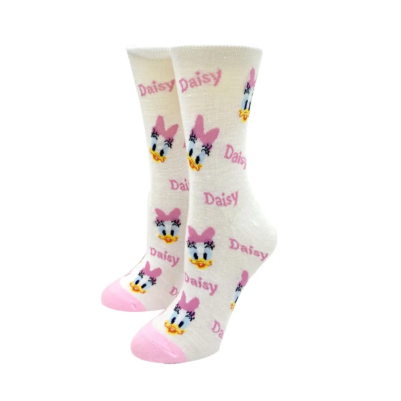 2023 New Disney Kawaii Women Socks Japanese Fashion Cartoon Cute Socks Mickey Minnie Daisy Donald Cotton Harajuku Funny Socks