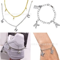 handmade rhinestone tassel shoe chain necklace accessories jewelry for women luxury crystal diy letter pendant shoes decorations
