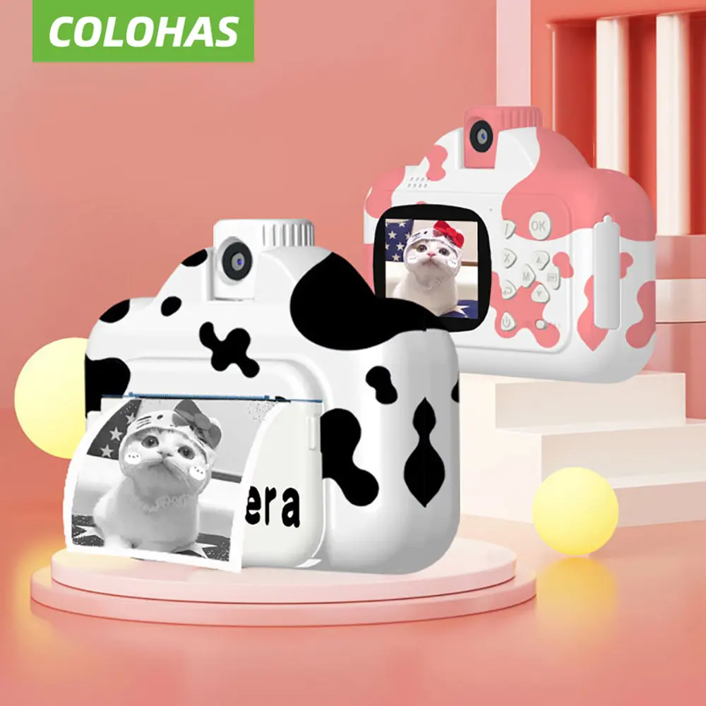 

Children's Instant Print Camera Toys For Kids Girl Cute Video Photo Thermal Photographic Camera With Print Birthday Gift Toys