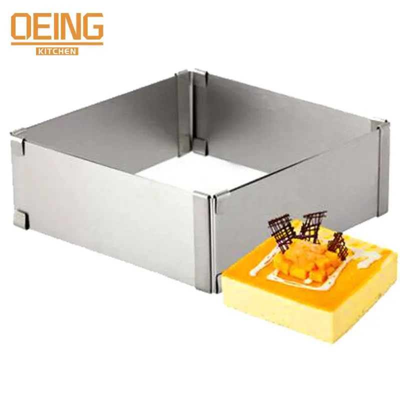 

Adjustable Mousse Ring Set Round&Square Stainless Steel Cake Baking Mold Birthday Wedding Cake Decorating Tools