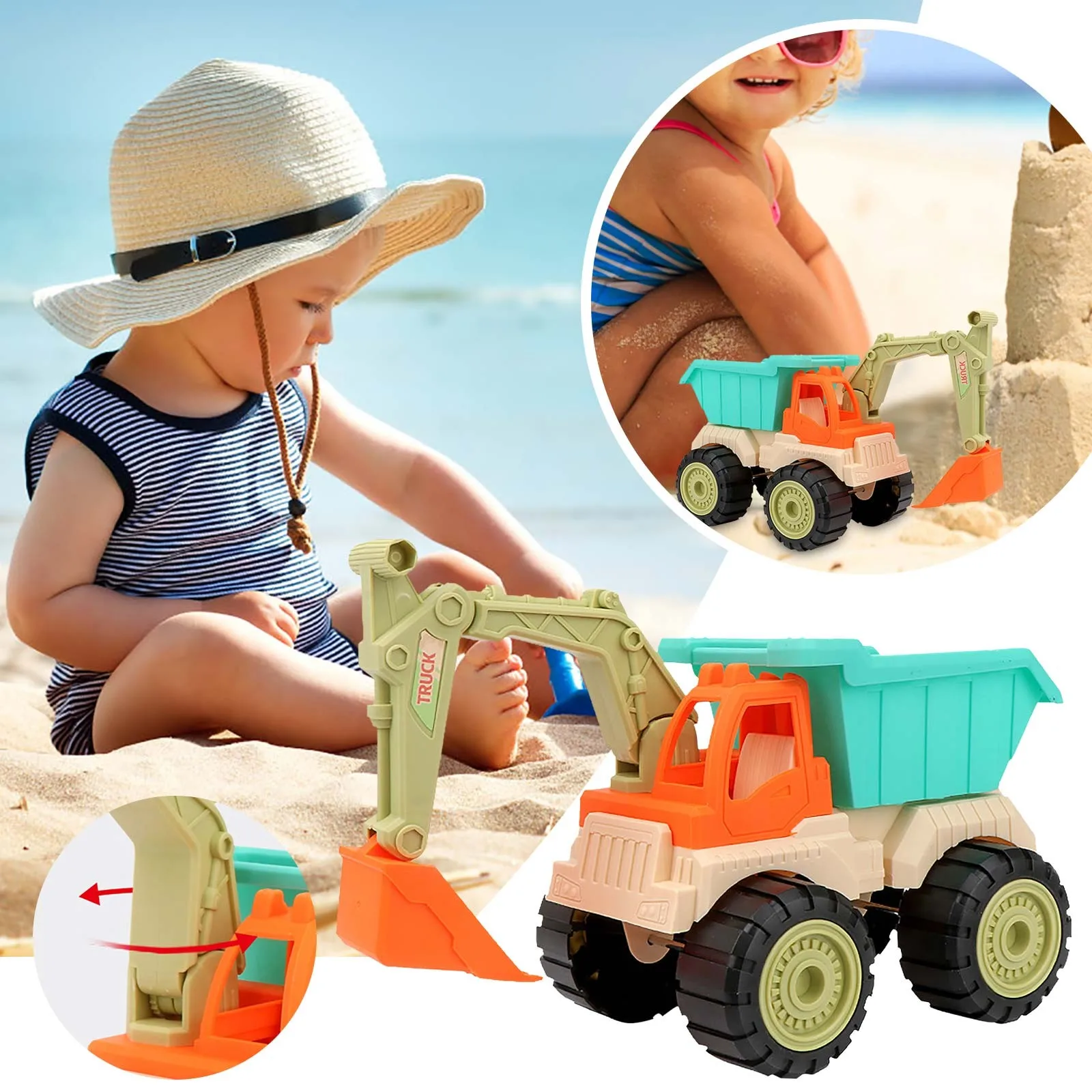 

Sandcastle Figurine Children's Simulation Excavator Engineering Vehicle Toy Beach Toy Car Thickening Summer Water Play Sand