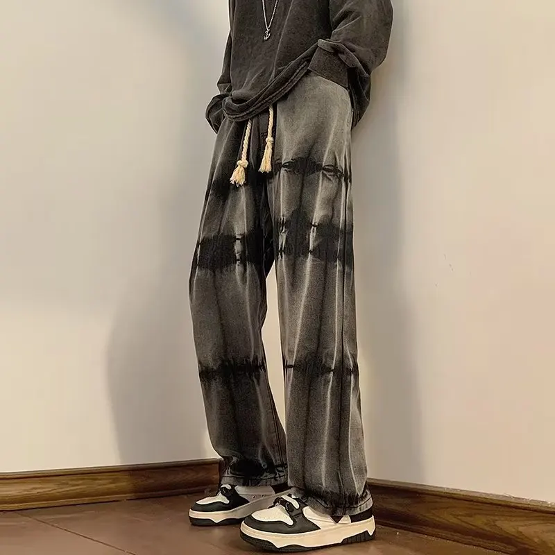 

Джинсы мужские с широкими штанинами, прямые брюки из денима, мешковатые джинсы в стиле оверсайз, уличная одежда