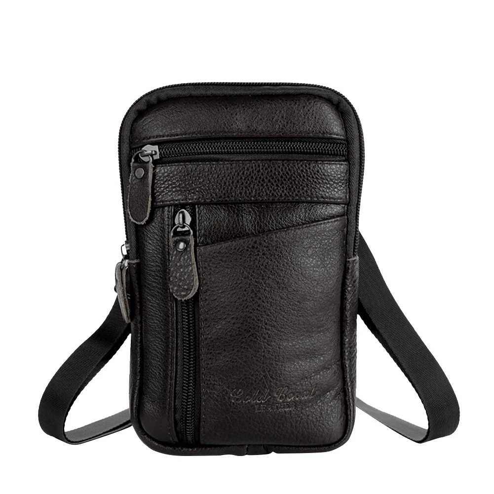

Classic Texture Creative Design Chic Multifunction Genuine Leather Shoulder Bag Solid Color Men Zip Crossbody Handbag