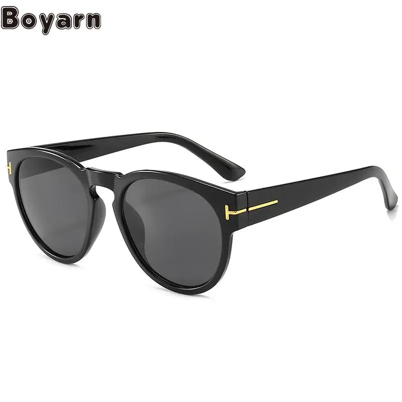 Boyarn Cross Border New T-shaped Sunglasses Steampunk Retro Round Frame Versatile Glasses Metal T-shaped Sunglasses Sunglas