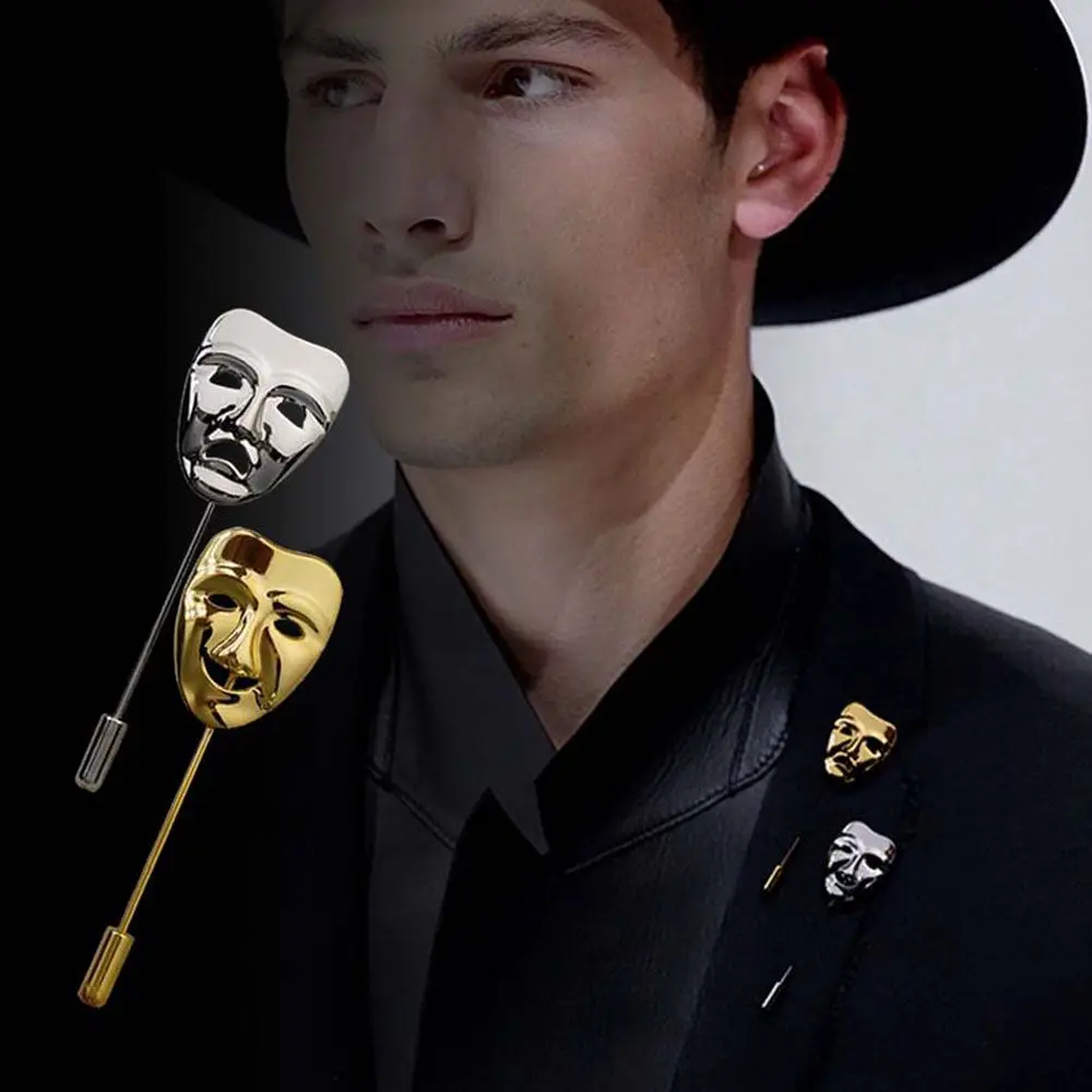 Vintage zabawna dekoracja ze stopu akcesoria uśmiech 3D broszki przypinka maska biżuteria do klapy