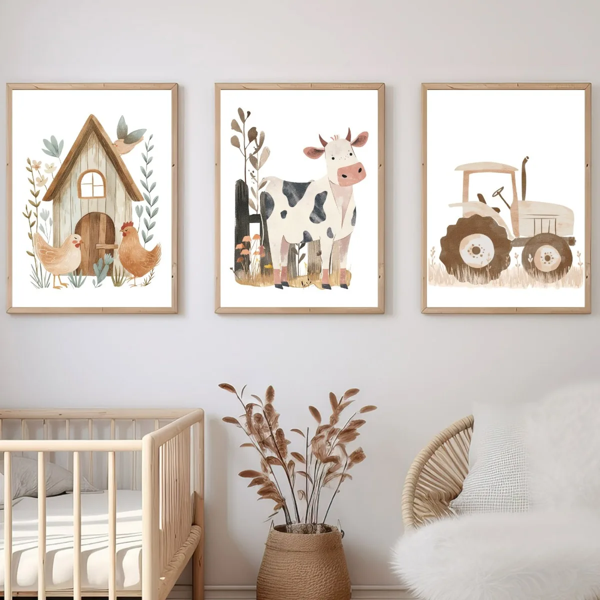 

Пасторальный постер с кроликом и бабочкой