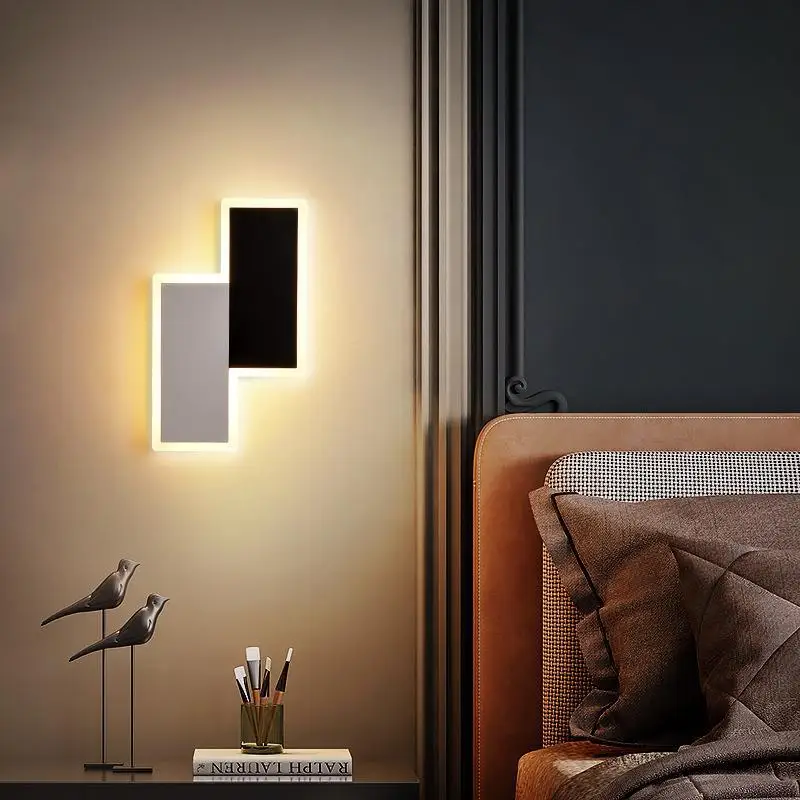 Купи Modern Simple Black and White Wall Lamp Bedside Lamp Led Bedroom Living Room Aisle Corridor Background Wall Stairs Decorative Li за 3,433 рублей в магазине AliExpress