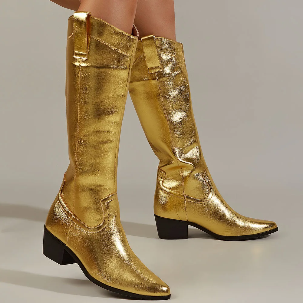 

Женские ковбойские ботинки в стиле ретро, розовые ботинки для верховой езды, с металлическим блеском, с вышивкой, ковбойская обувь для осени, 2023