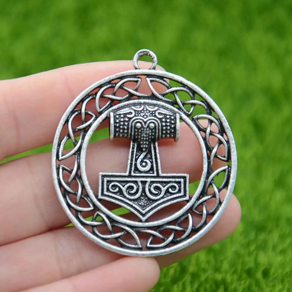 

Nostalgia Viking Thor Hammer Mjolnir Odin Raven Pendant Necklace Men Pagan Talisman Amulet