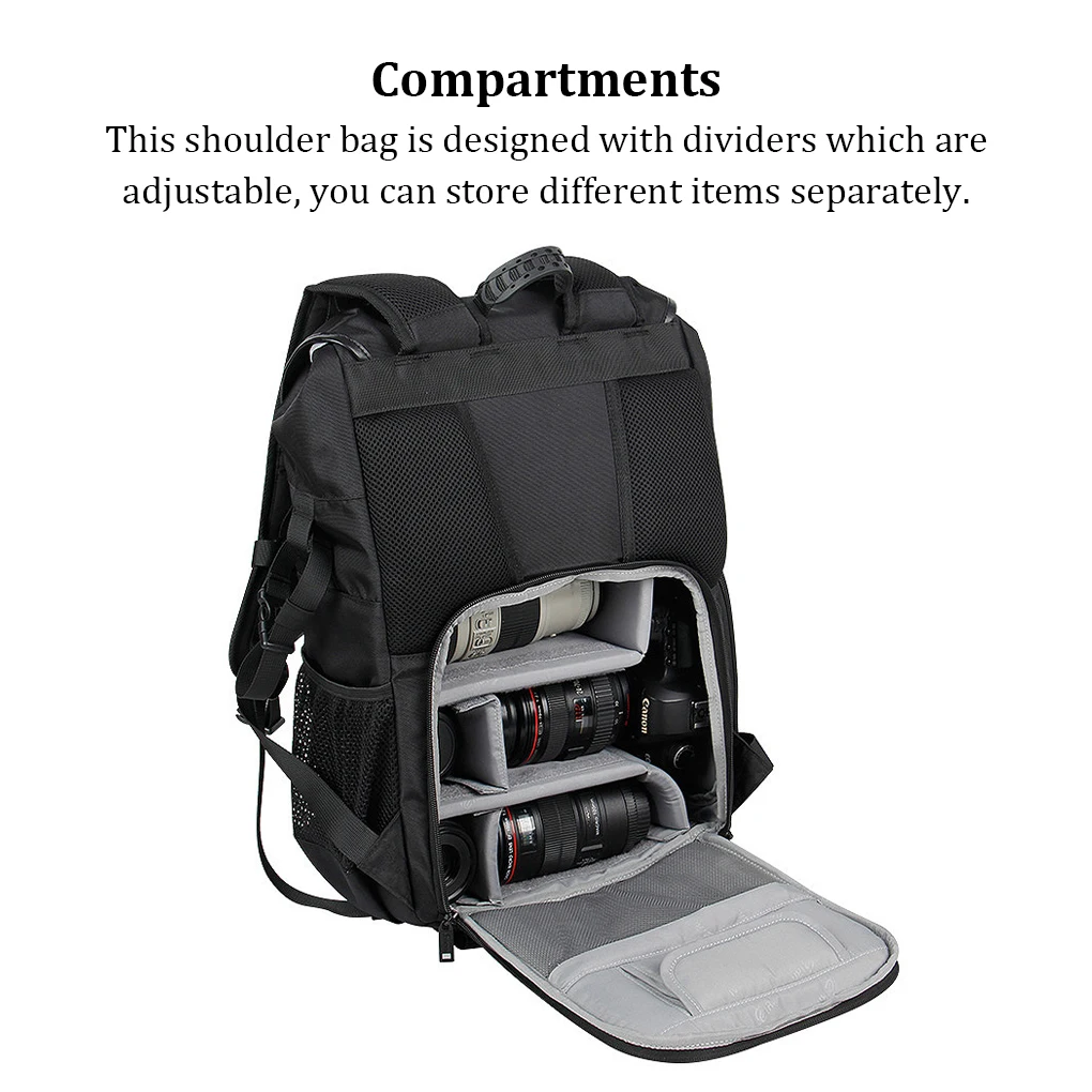 

Camera Backpack Storage Pack Waterproof Shoulder Bag Outdoor Photography Laptop Organizer Compartments Large Capacity