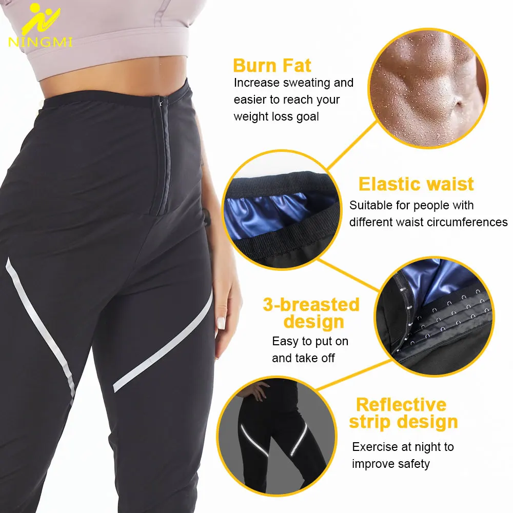 NINGMI Sauna Pants for Women Weight Loss Trousers Hot Sweat Leggings Fitness Sportwear Fat Burning Ladies Body Shaper Slimming